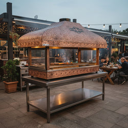 Miedziany grill na węgiel drzewny - 1500 mm - z szybą