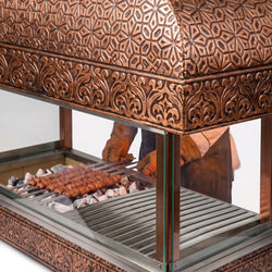 Grill miedziany – na węgiel drzewny – 1200 mm – z przeszkleniem