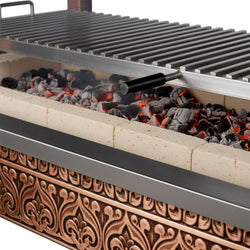 Miedziany grill na węgiel drzewny - 2000 mm - z szybą