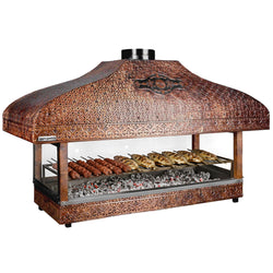 Miedziany grill na węgiel drzewny - 2000 mm - z szybą