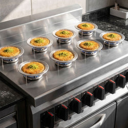 Kuchenka gazowa Künefe – 22 kW – 8 palników – wraz z szafką podblatową z 2 drzwiami
