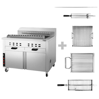 Grill węglowy - do Adana & Shish Kebab - z 15 automatycznie obracającymi się szpikulcami - Prime Gastro