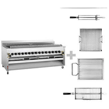 Grill gazowy o dużej mocy – do Adana i szaszłyków – na 30 automatycznie obracających się szpikulców