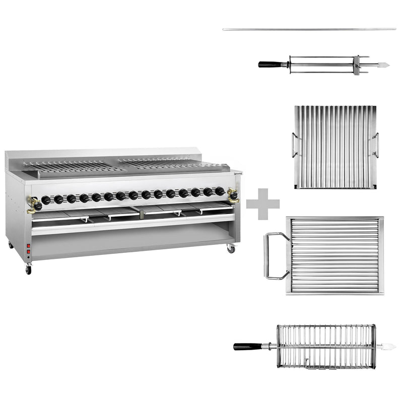 Grill gazowy o dużej mocy – do Adana i szaszłyków – na 30 automatycznie obracających się szpikulców
