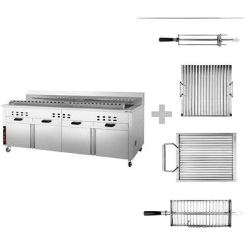 Grill węglowy - do szaszłyków/Adana kebab - 2000mm - z 30 szpikulcami