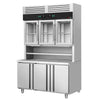 Stół chłodniczy - 1350x800mm - 520L - z 3 drzwiami - z 3 przeszklonymi drzwiami - z oświetleniem LED