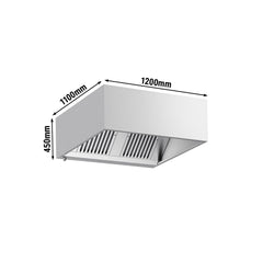Commercial Wall-Mounted Extractor Hood – 1200mm – with Baffle Filters & Lighting