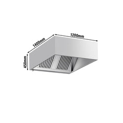 Okap skrzyniowy – 1200 x 1400 mm – z filtrami i lampą