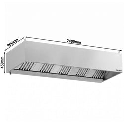 Commercial Wall-Mounted Extractor Hood – 2400mm – with Baffle Filters & Lighting
