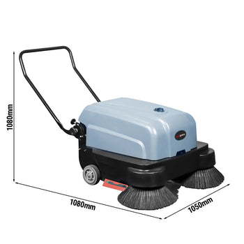 Zamiatarka akumulatorowa - Wydajność 4500m²/h - Szerokość robocza 105cm - 2 szczotki 45cm - Zbiornik 35l - z ssaniem - z natryskiem