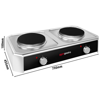 Kuchenka elektryczna stołowa - 4 kW - 2 okrągłe płyty - Prime Gastro