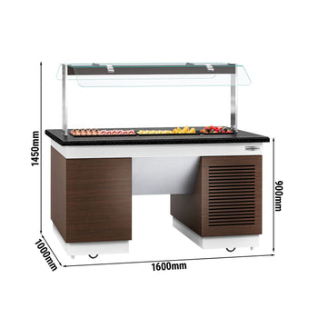 Lada bufetowa chłodnicza DUBLIN - 1600 mm - z płytą chłodniczą & kółkami - Prime Gastro