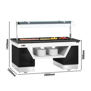 Lada bufetowa chłodnicza BELFAST - 2000 mm - z płytą chłodniczą & kółkami - Prime Gastro