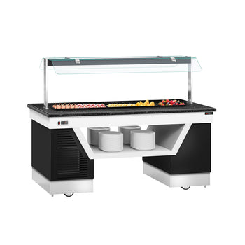 Lada bufetowa chłodnicza BELFAST - 2000 mm - z płytą chłodniczą & kółkami - Prime Gastro