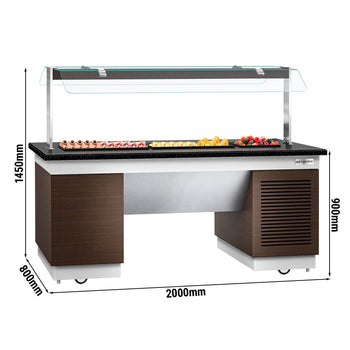 Lada bufetowa chłodnicza DUBLIN - 2000 mm - z płytą chłodniczą & kółkami - Prime Gastro