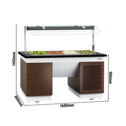 Lada bufetowa chłodnicza DUBLIN - 1600 mm - z wanną chłodniczą & kółkami - dla 4x GN 1/1