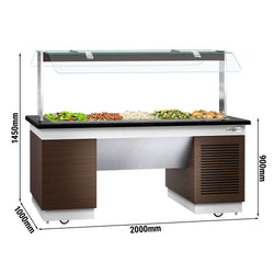 Lada bufetowa chłodnicza DUBLIN - 2000 mm - z wanną chłodniczą & kółkami - do GN 1/1