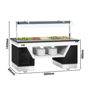 Lada bufetowa chłodnicza BELFAST - 2000 mm - z tacą chłodniczą & kółkami - do GN 1/1 - Prime Gastro