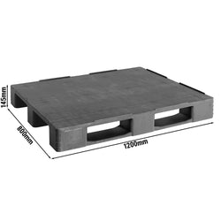 (3 sztuki) – paleta euro EPAL z tworzywa sztucznego pochodzącego z recyklingu – ładowność: 1000 kg – ciemnoszary