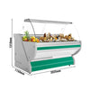 Refrigerated and meat display counter – 2000 x 1150 mm – with meat lighting and illuminated front panel – with granite top – green, image 2 of 12