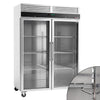 Commercial Upright Fridge Stainless steel ECO - 1200L - with 2 glass doors - On castors