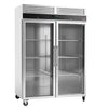 Commercial Upright Fridge Stainless steel ECO - 1200L - with 2 glass doors - On castors