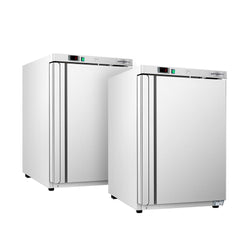 (2 szt.) Podblatowa Szafa chłodnicza ze stali nierdzewnej ECO - 200L - 1‑drzwiowa - wewnętrzna strona drzwi z ABS