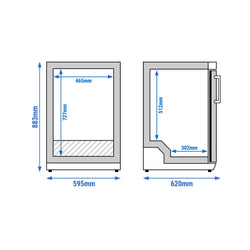 (2 sztuki) Mini chłodziarka magazynowa ECO – 200 litrów – z 1 drzwiami – wnętrze drzwi z tworzywa sztucznego – czarna
