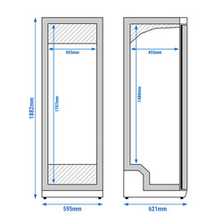 Zamrażarka do przechowywania ze stali nierdzewnej ECO - 400 litrów - z 1 drzwiami - wnętrze drzwi z tworzywa sztucznego