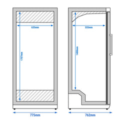 Zamrażarka do przechowywania ECO - 600 litrów - z 1 drzwiami - wnętrze drzwi z tworzywa sztucznego - czarna