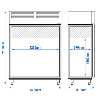 Zamrażarka PREMIUM ze stali nierdzewnej - GN 2/1 - 1400 litrów - z 2 drzwiami - Prime Gastro