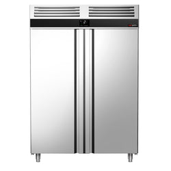 Szafa chłodnicza ze stali nierdzewnej PREMIUM - GN 2/1 - 1400L - 1400x810mm - 2 drzwi - chłodzenie wentylowane; samozamykające drzwi