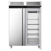 Szafa chłodnicza ze stali nierdzewnej PREMIUM - GN 2/1 - 1400L - 1400x810mm - 2 drzwi - chłodzenie wentylowane; samozamykające drzwi
