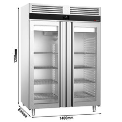 Chłodziarka ze stali nierdzewnej PREMIUM - GN 2/1 - 1400 litrów - z 2 szklanymi drzwiami