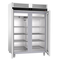 Szafa chłodnicza ze stali nierdzewnej PREMIUM - GN 2/1 - 1350L - 1400x810mm - 2 drzwi - chłodzenie wentylowane; samozamykające drzwi