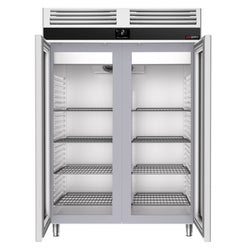 Szafa chłodnicza ze stali nierdzewnej PREMIUM - GN 2/1 - 1350L - 1400x810mm - 2 drzwi - chłodzenie wentylowane; samozamykające drzwi