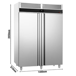 Szafa chłodnicza PREMIUM – stal nierdzewna – GN 2/1 – 1400 L – 0,267 kW – z 2 drzwiami – z izolacją 85 mm