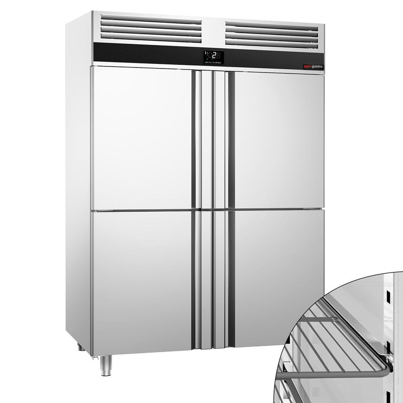 Szafa chłodnicza ze stali nierdzewnej PREMIUM – GN 2/1 – 1400 litrów – z 4 półdrzwiami