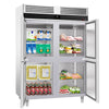 Commercial Upright Fridge Stainless steel PREMIUM - GN 2/1 - 1400L - with 4 half doors
