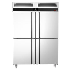 Commercial Upright Fridge Stainless steel PREMIUM - GN 2/1 - 1400L - with 4 half doors