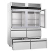 Commercial Upright Fridge Stainless steel PREMIUM - GN 2/1 - 1400L - with 2 half doors & 4 drawers