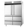 Commercial Upright Fridge Stainless steel PREMIUM - GN 2/1 - 1400L - with 2 half doors & 4 drawers