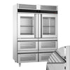 Chłodziarka ze stali nierdzewnej PREMIUM - GN 2/1 - 1400 litrów - z 2 szklanymi półdrzwiami i 4 szklanymi szufladami