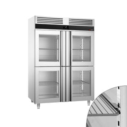 Chłodziarka ze stali nierdzewnej PREMIUM - GN 2/1 - 1400 litrów - z 4 szklanymi półdrzwiami