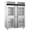 Szafa chłodnicza PREMIUM – stal nierdzewna – GN 2/1 – 1400 L – z 4 półdrzwiami szklanymi