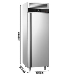 Szafa chłodnicza PREMIUM – stal nierdzewna – GN 2/1 – 700 L – 0,148 kW – z 1 drzwiami – z izolacją 85 mm