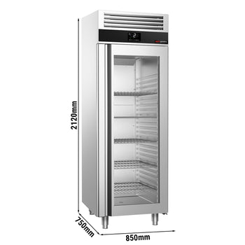 Chłodziarka ze stali nierdzewnej PREMIUM - GN 2/1 - 700 litrów - z 1 szklaną drzwiami - Prime Gastro