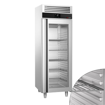 Chłodziarka ze stali nierdzewnej PREMIUM - GN 2/1 - 700 litrów - z 1 szklaną drzwiami - Prime Gastro