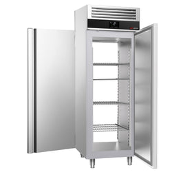 Szafa chłodnicza przelotowa ze stali nierdzewnej PREMIUM - GN 2/1 - 1410L - 700x810mm - 1 drzwi przód i tył - chłodzenie wentylowane; LED