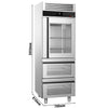 Commercial Upright Fridge Stainless steel PREMIUM - GN 2/1 - 700L - with 1 glass door - 2 drawers